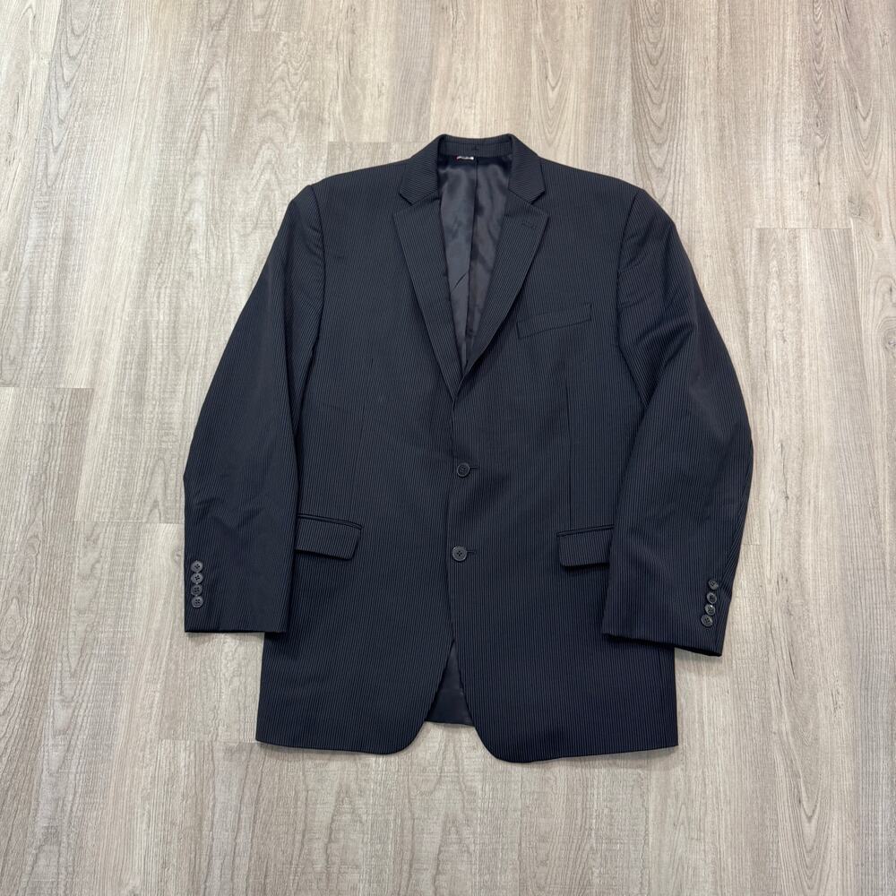 Calvin Klein Jacket Men's 42 L Blue 100% Wool Two Button Pinstripe Kositcheks